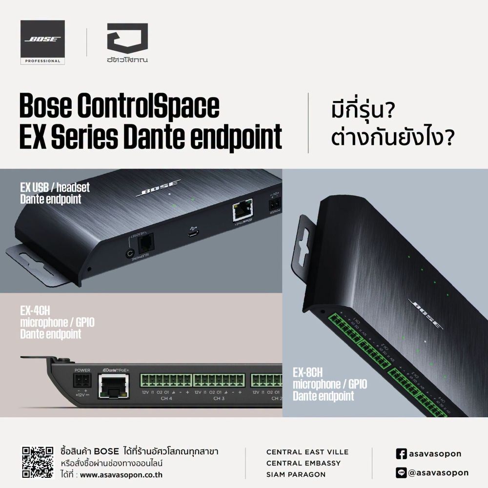 Bose Professional ControlSpace EX Series Dante endpoint มีกี่รุ่น? ต่างกันยังไง?